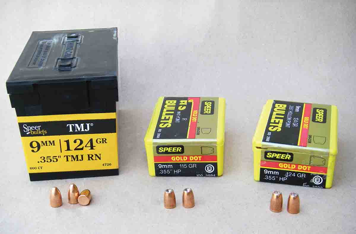 In addition to the popular Gold Dot 9mm bullets, Speer offers TMJ bullets in bulk packaging.